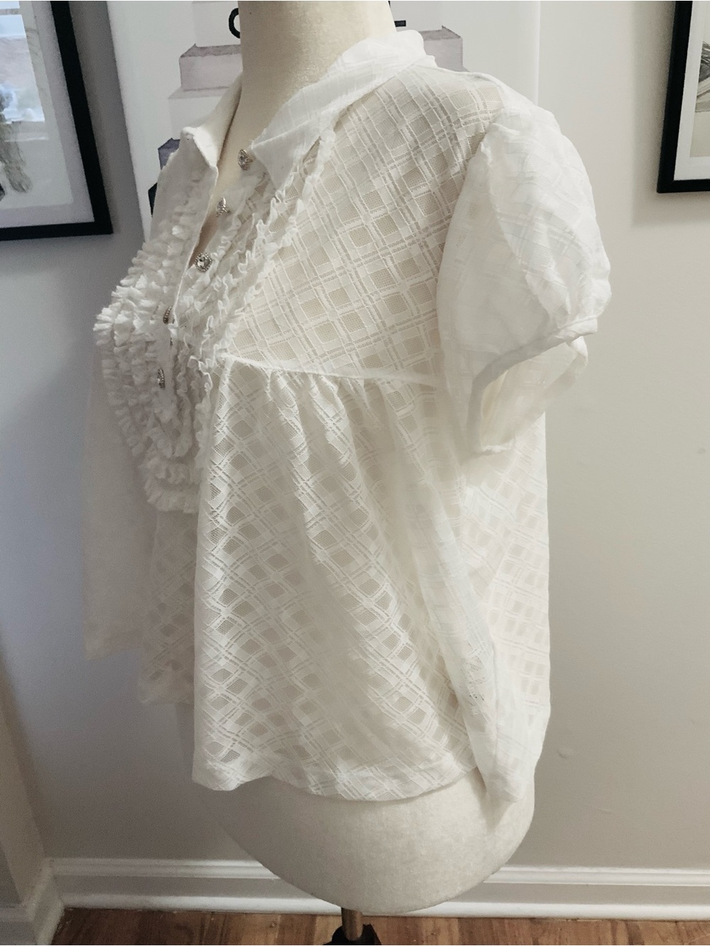 ANTHROPOLOGIE MAEVE PUFF SLEEVE CROPPED SWING TOP XL NWT - Picture 8 of 11